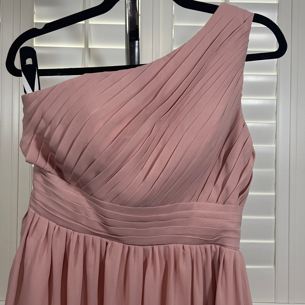 Bridal Bridesmaid Wedding Guest Elegant Rose Pink One-Shoulder Dress size Small - Picture 3 of 8